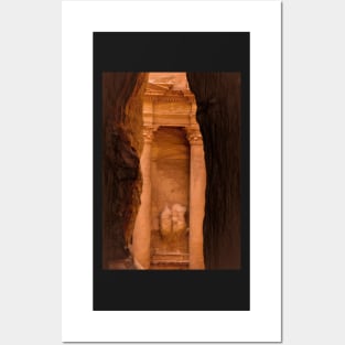 First Sight of The Treasury at Petra Posters and Art